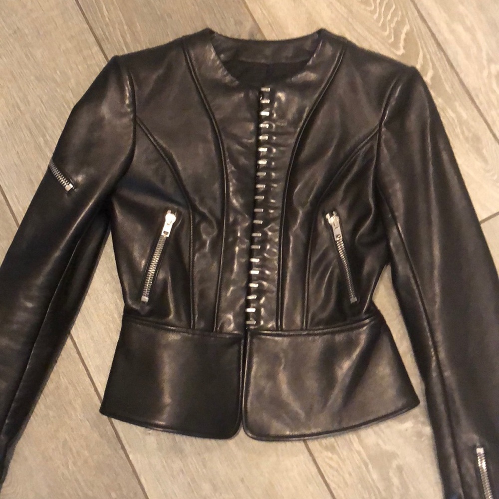 NWT Alexander Wang leather Paneled biker jacket - Picture 3 of 12
